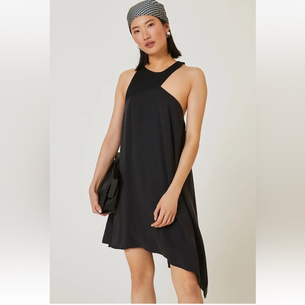 Anthropologie Cutout Halter Mini Dress in Black Size 12